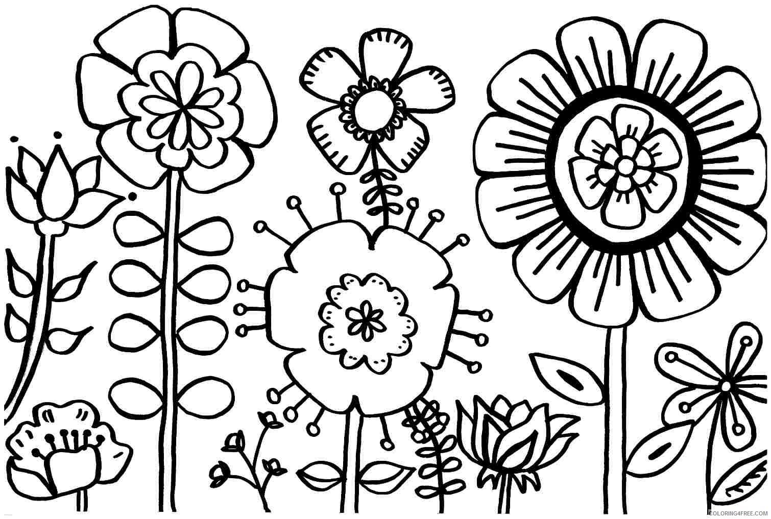 spring flowers coloring pages to print Coloring4free