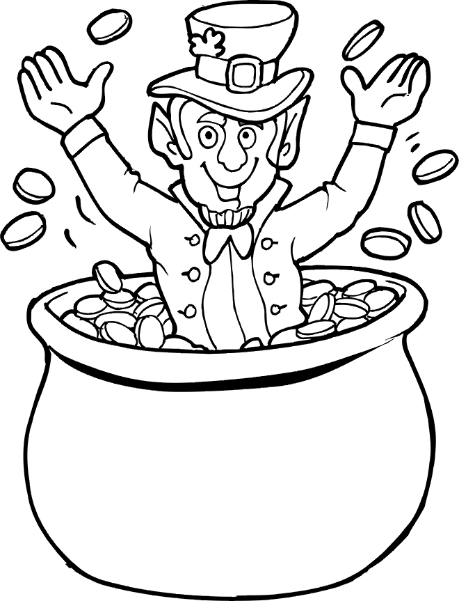 st patricks in rainbow and pot of gold coloring pages Coloring4free