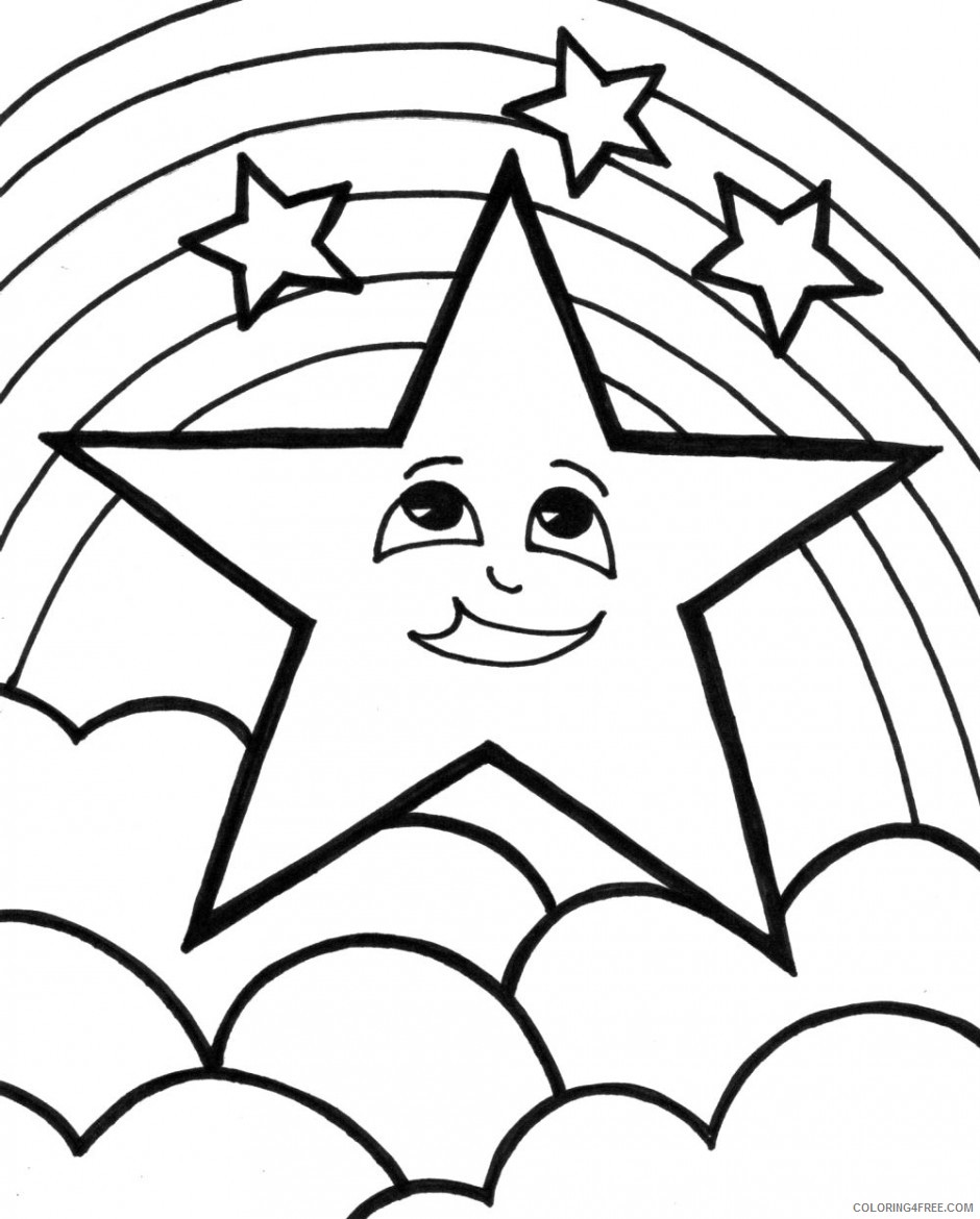 star coloring pages clouds and rainbow Coloring4free