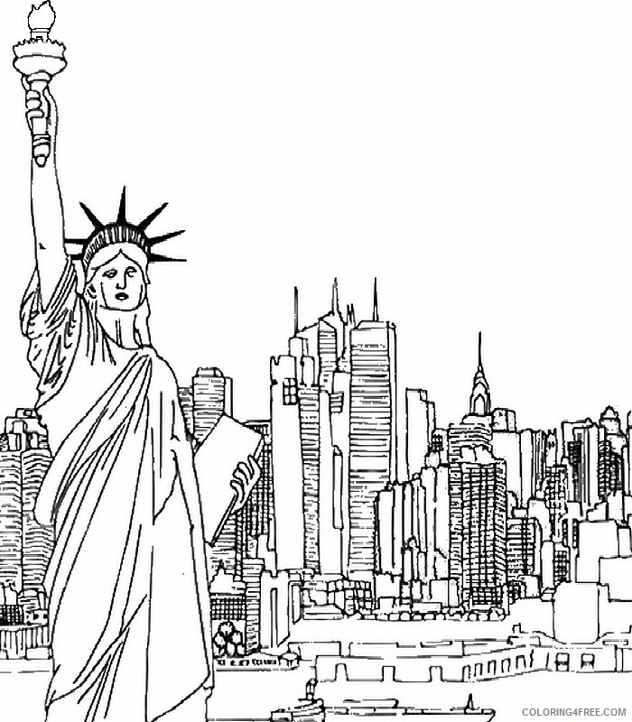 statue of liberty coloring pages with new york city Coloring4free