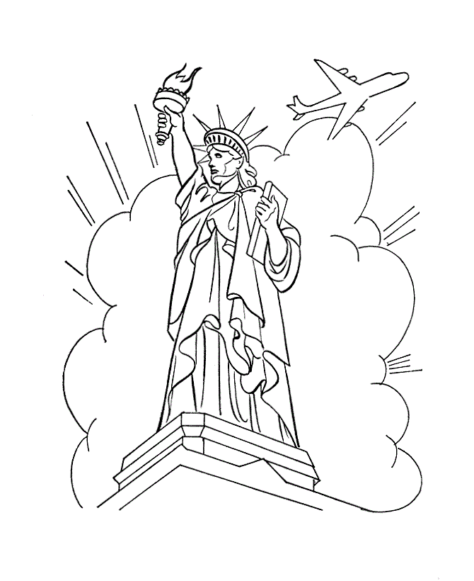 statue of liberty coloring pages with plane Coloring4free