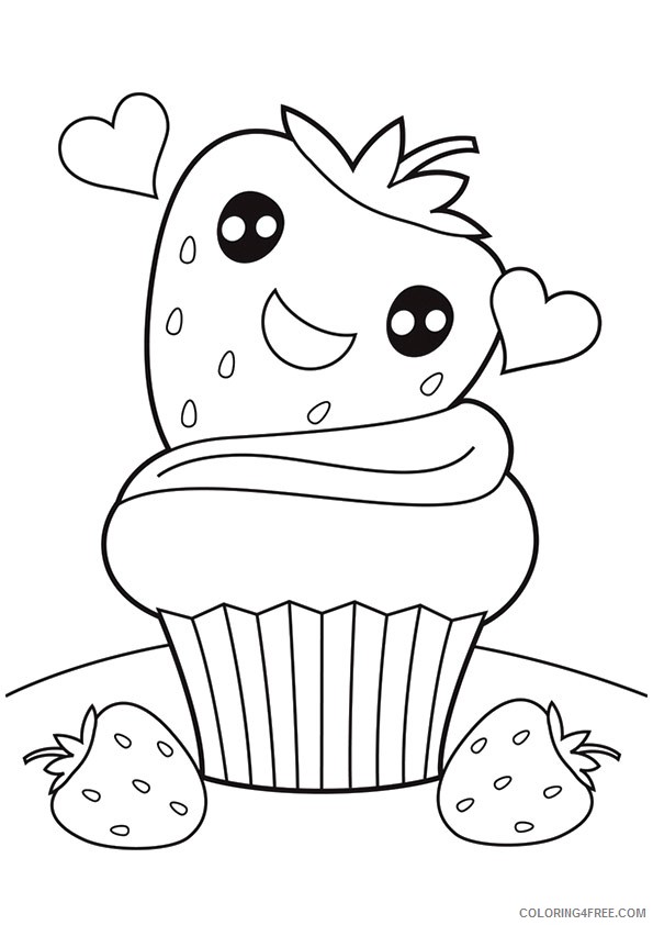 strawberry coloring pages cupcake Coloring4free