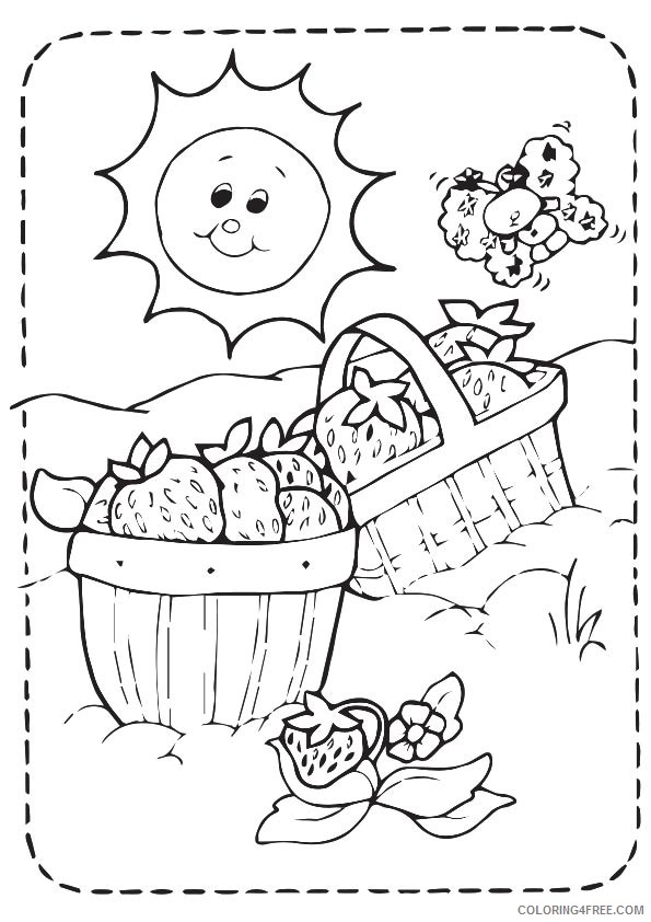 strawberry coloring pages in basket Coloring4free