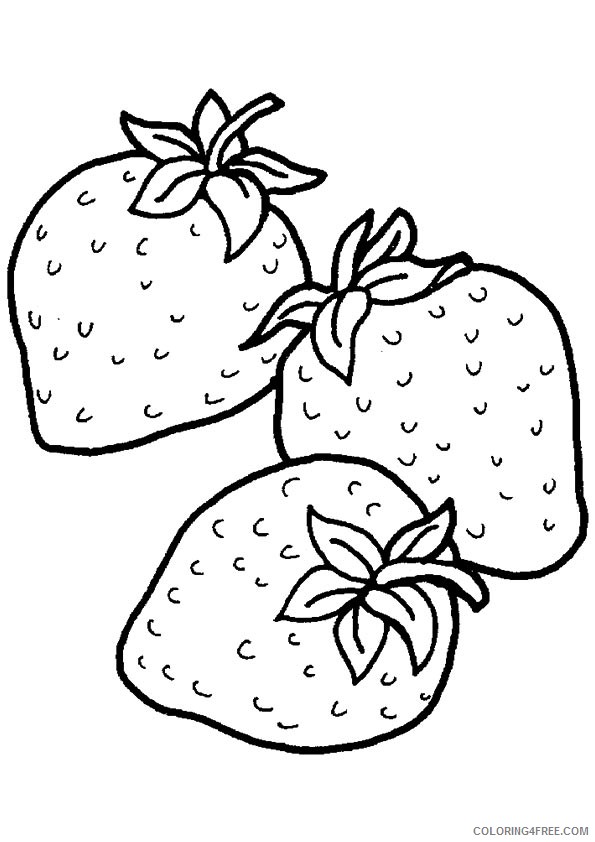 strawberry coloring pages three strawberries Coloring4free