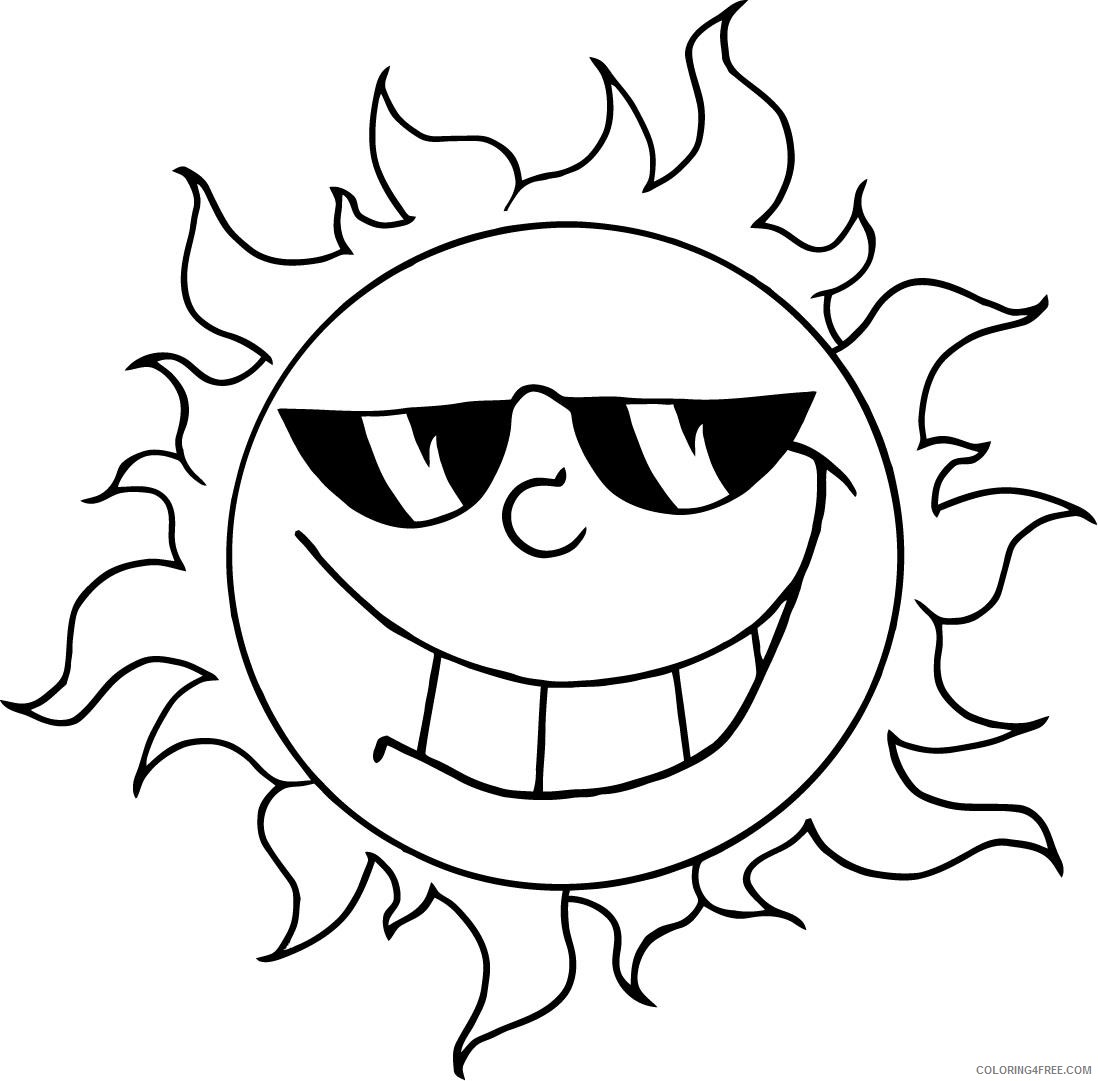 sun coloring pages wearing sunglasses Coloring4free