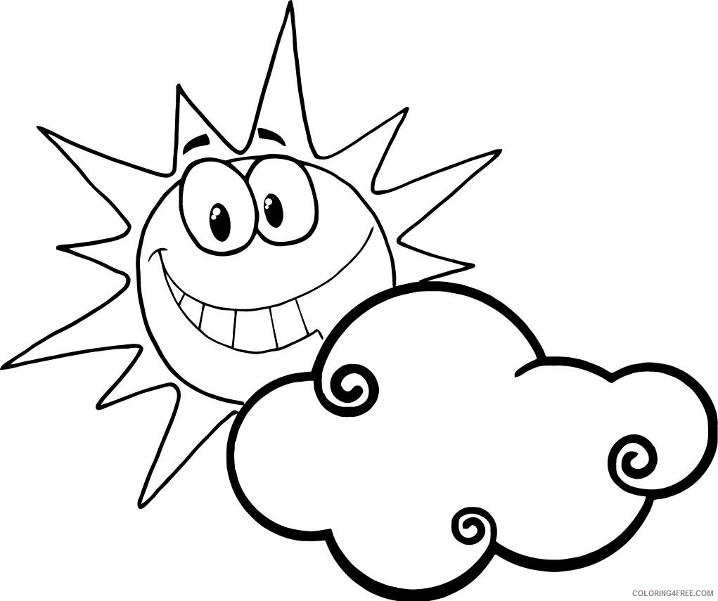 sun coloring pages with clouds Coloring4free