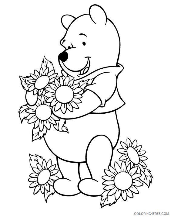 sunflower coloring pages and winnie the pooh Coloring4free