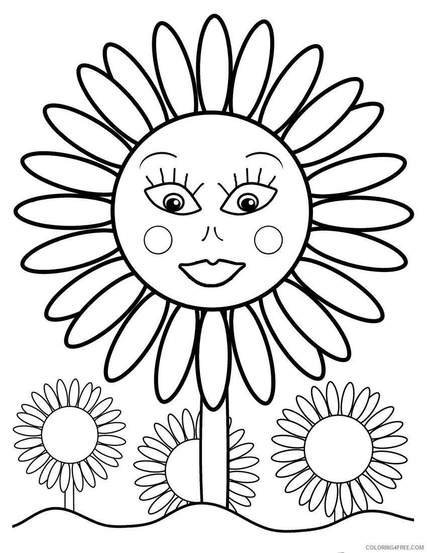 sunflower coloring pages for toddler Coloring4free