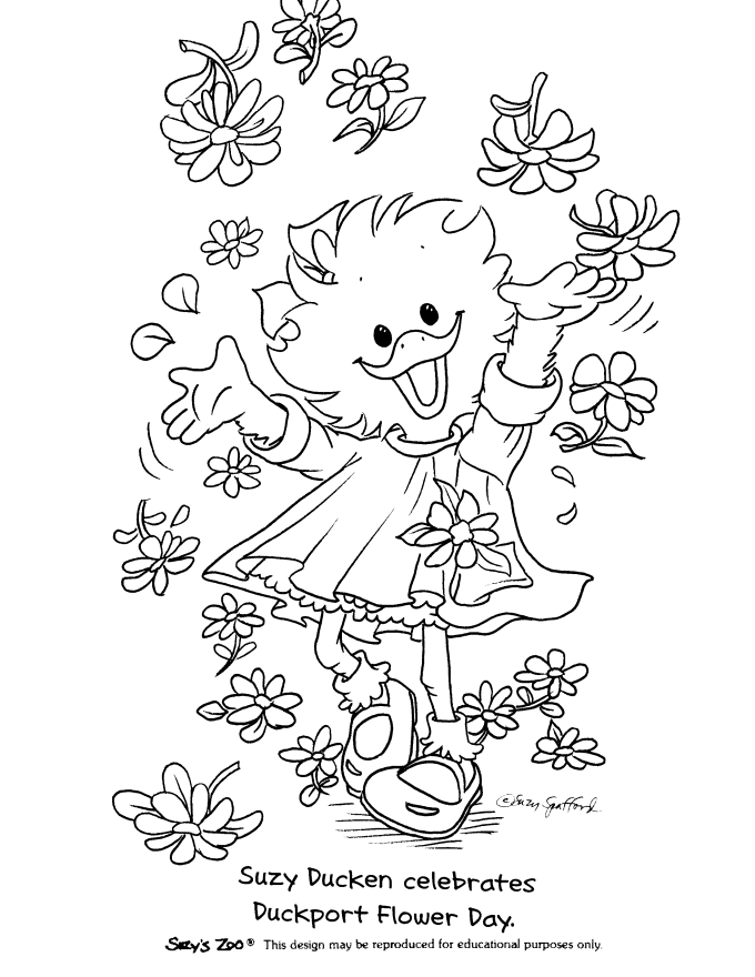 suzys zoo coloring pages suzy and flowers Coloring4free