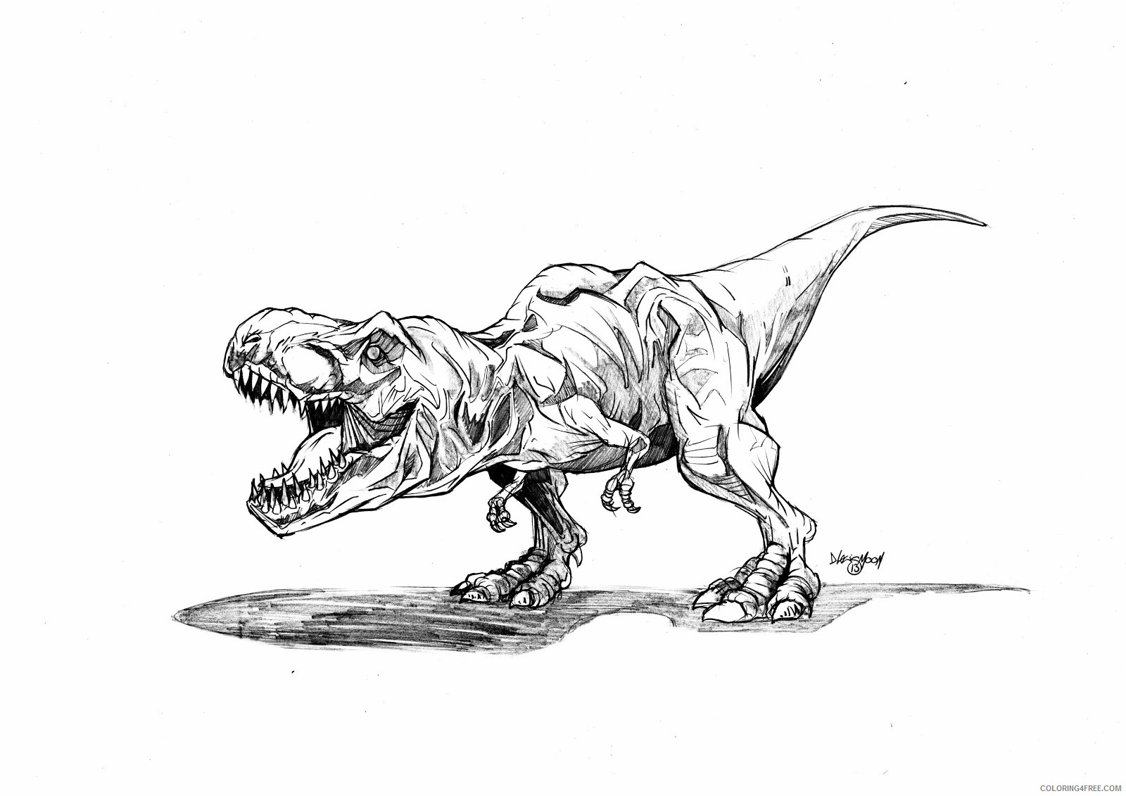 t rex coloring pages for boys Coloring4free
