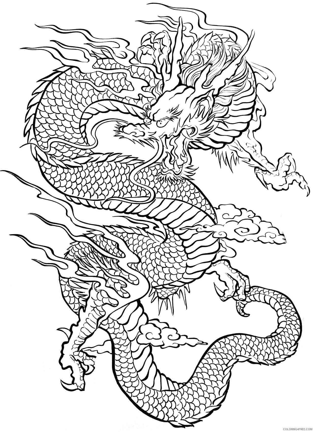 tattoo coloring pages chinese dragon Coloring4free