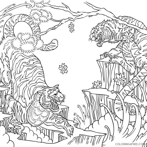 tattoo coloring pages two tigers Coloring4free