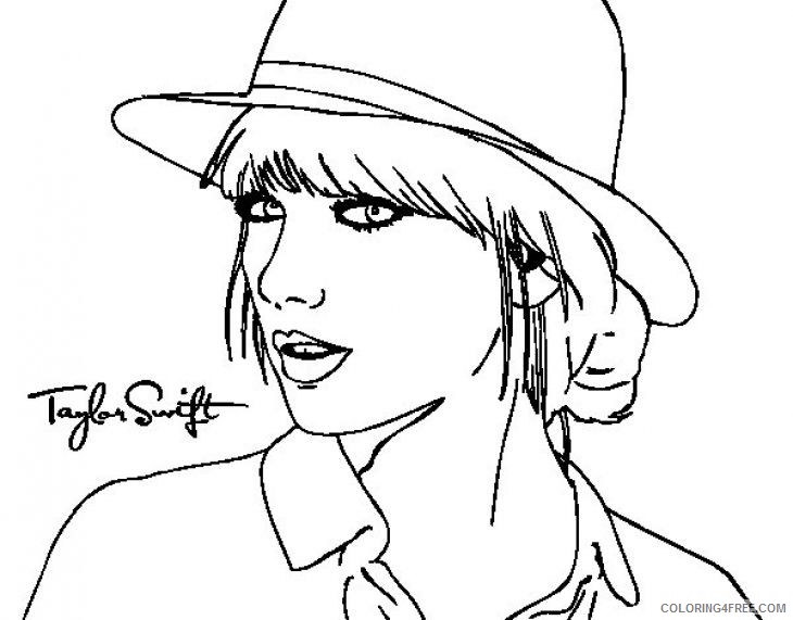taylor swift coloring pages wearing hat Coloring4free