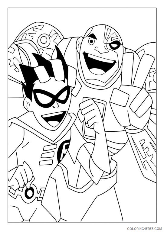 teen titans coloring pages robin and cyborg Coloring4free