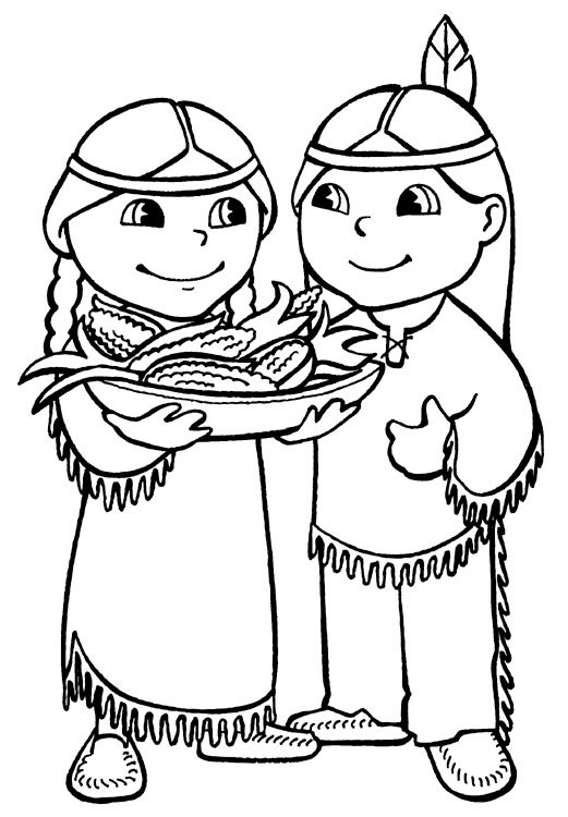 thanksgiving coloring pages indian Coloring4free