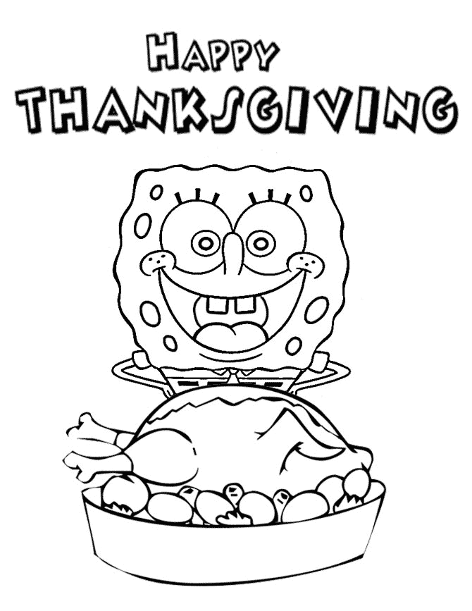 thanksgiving coloring pages spongebob Coloring4free
