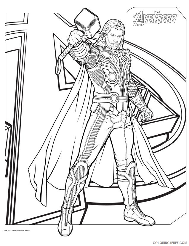 the avengers coloring pages thor Coloring4free