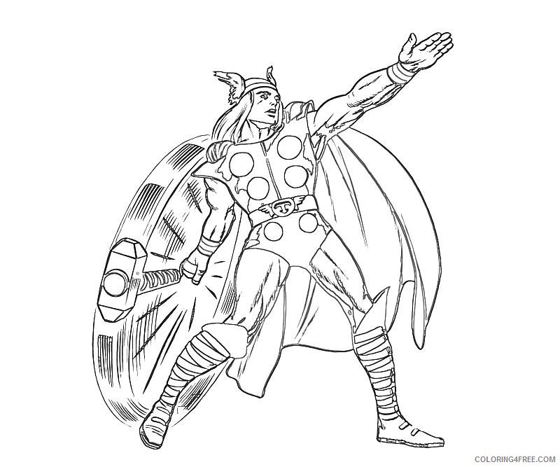 thor coloring pages swinging his hammer Coloring4free