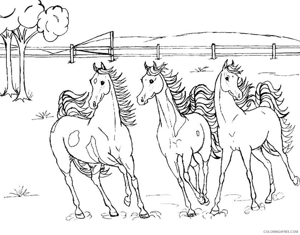 three horses coloring pages Coloring4free