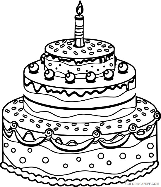 tiered birthday cake coloring pages to print Coloring4free