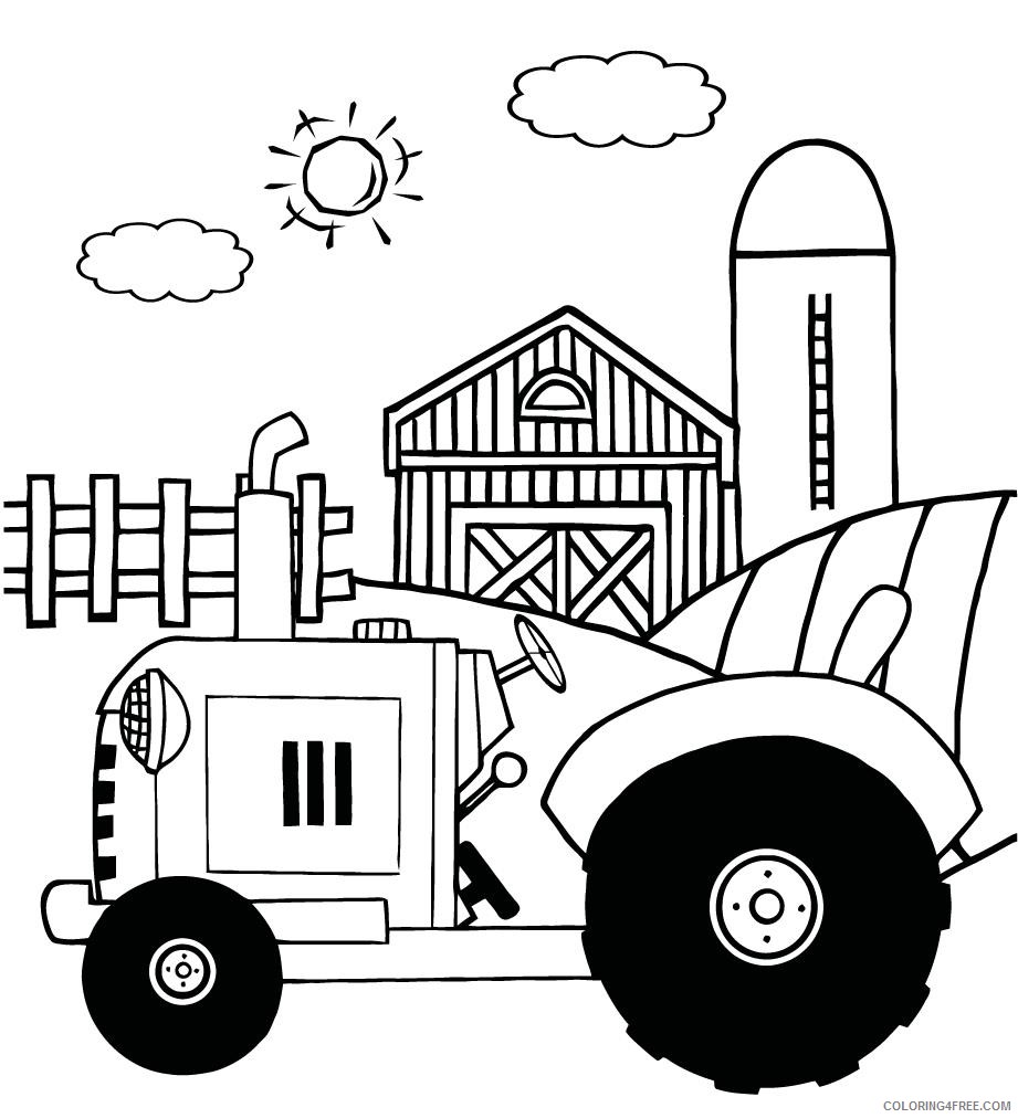 tractor coloring pages farm house barn Coloring4free