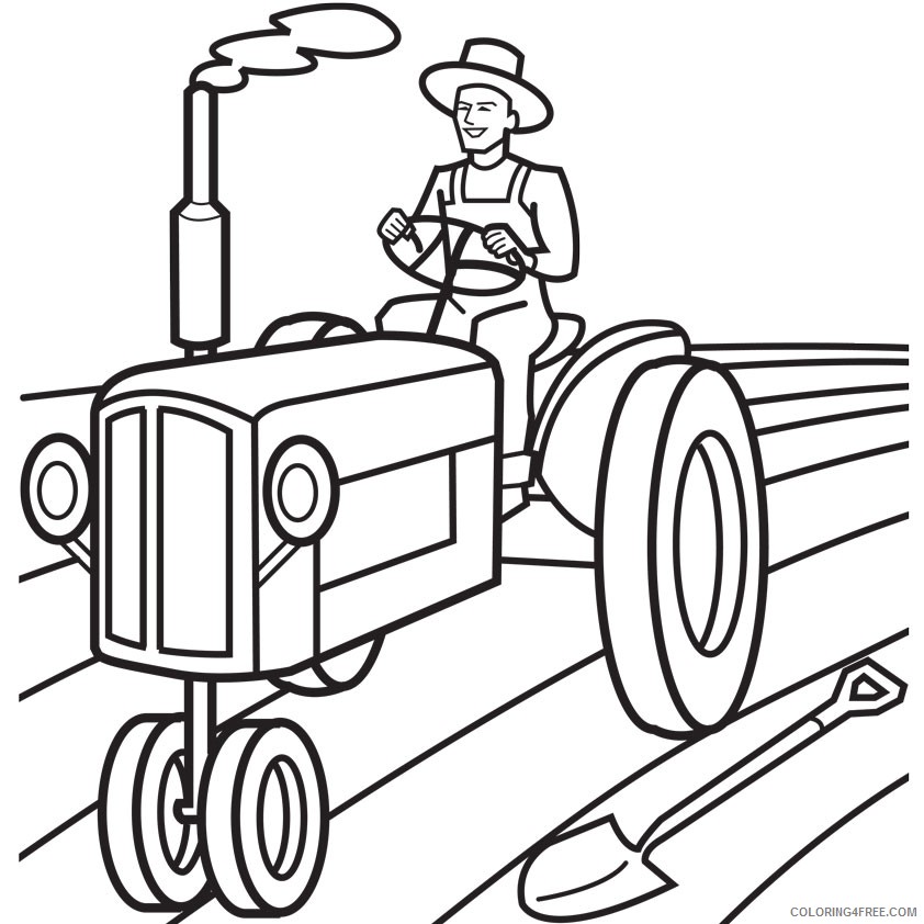 tractor coloring pages with farmer Coloring4free