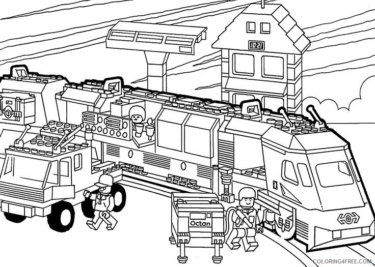train coloring pages lego train station Coloring4free