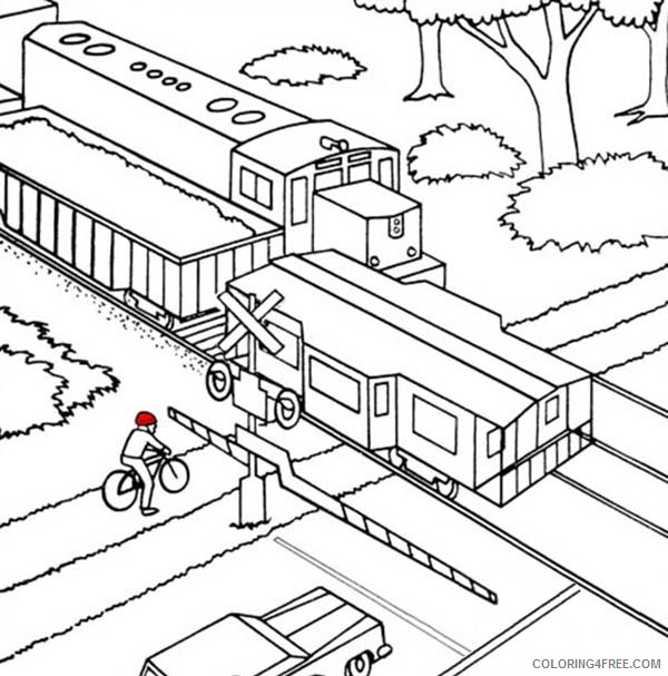 train coloring pages railway crossing Coloring4free