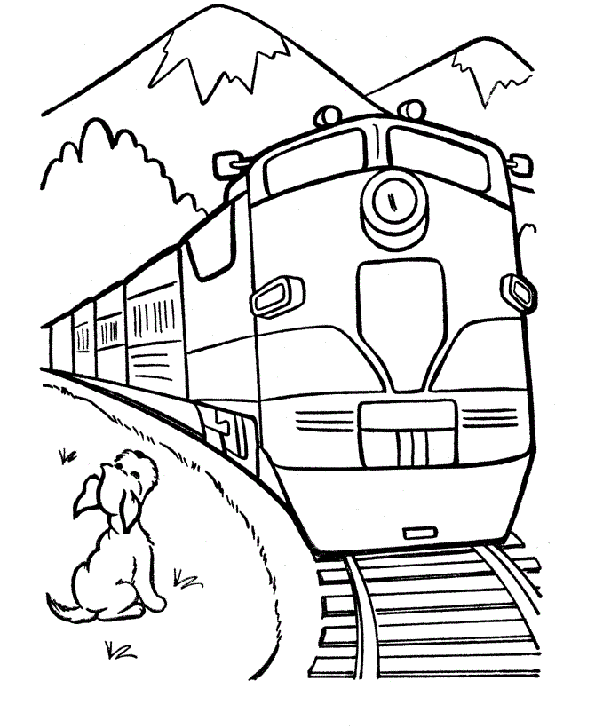 train coloring pages through the mountains Coloring4free