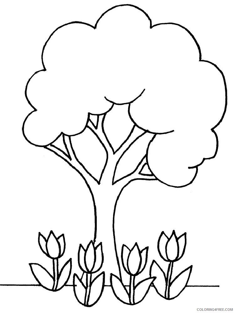 tree coloring pages with flowers Coloring4free