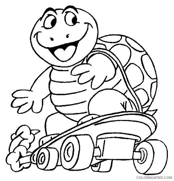 turtle coloring pages playing skateboard Coloring4free