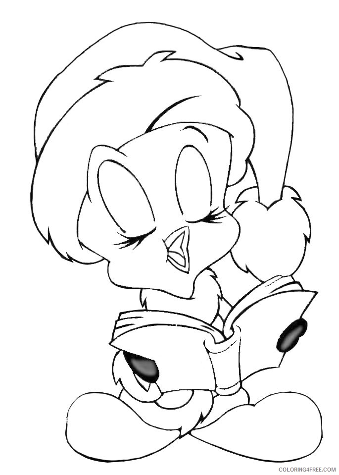 tweety bird christmas coloring pages reading a book Coloring4free