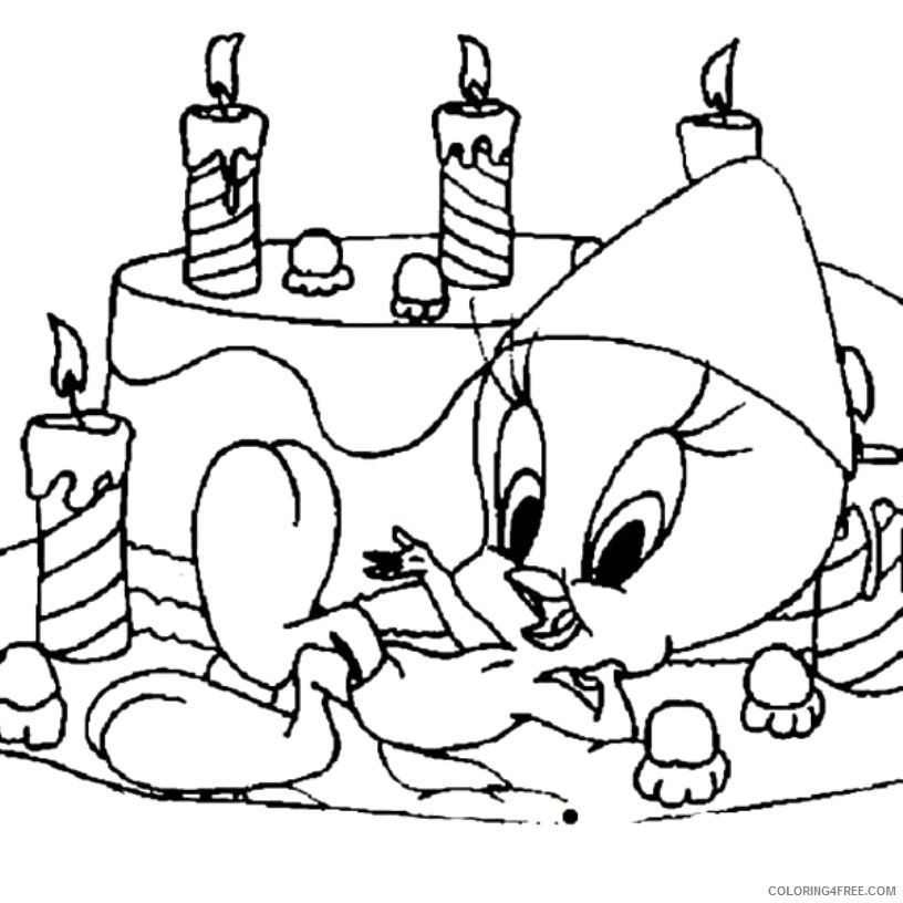 tweety bird coloring pages birthday cake Coloring4free