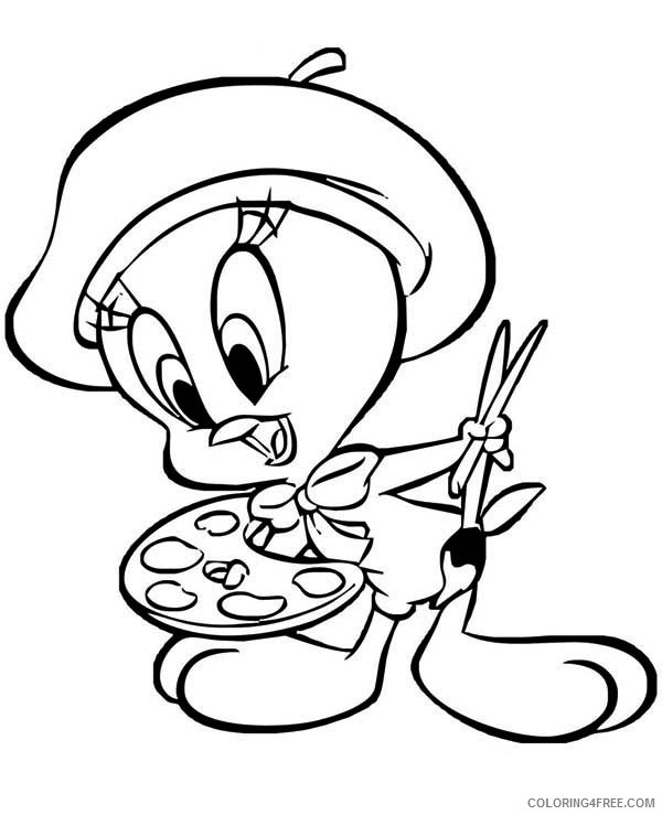tweety bird coloring pages painter Coloring4free