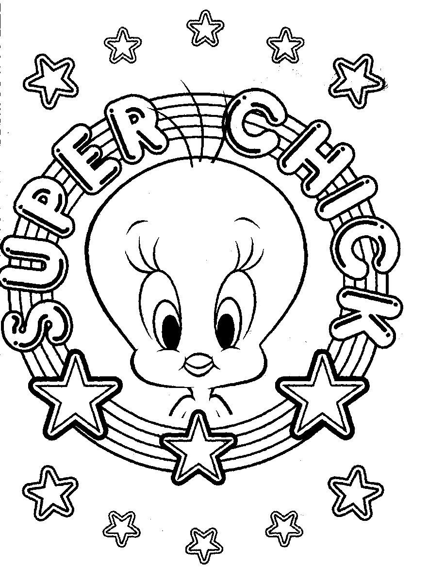 tweety bird coloring pages surrounded by stars Coloring4free