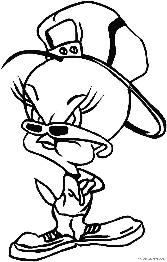 tweety bird coloring pages wearing hat and glasses Coloring4free