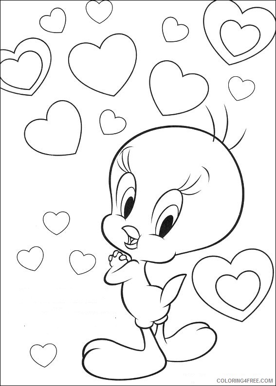 tweety bird coloring pages with love hearts Coloring4free