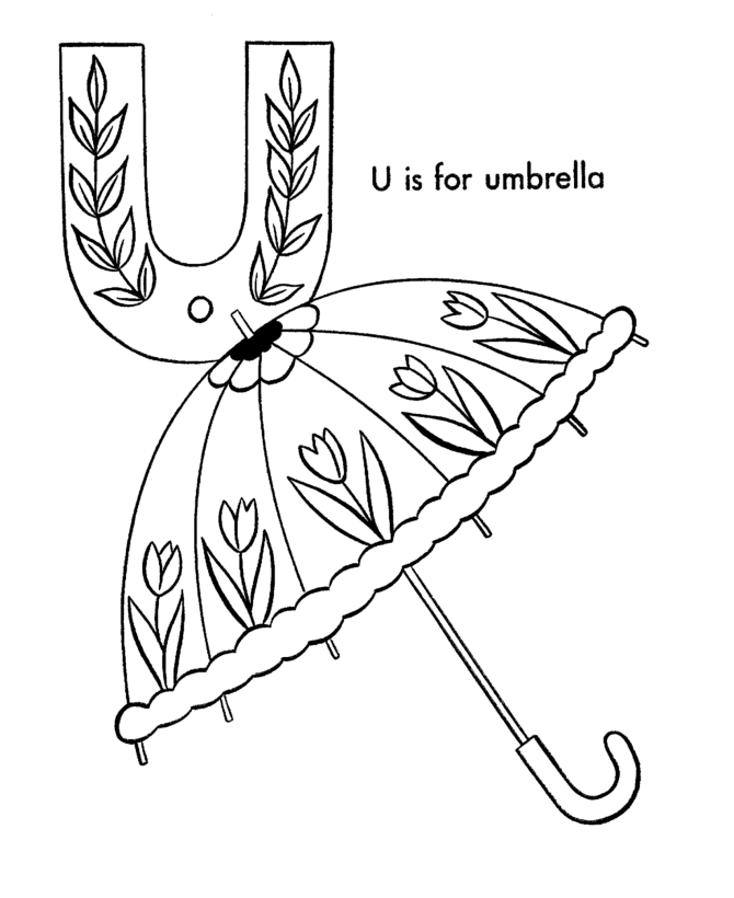 u is for umbrella coloring pages Coloring4free