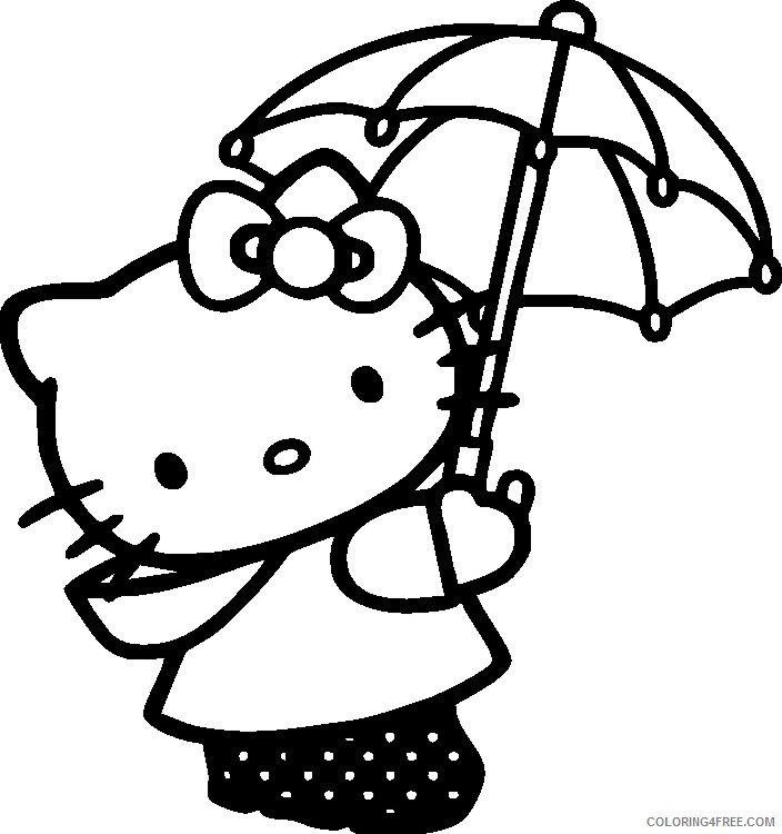 umbrella coloring pages hello kitty Coloring4free