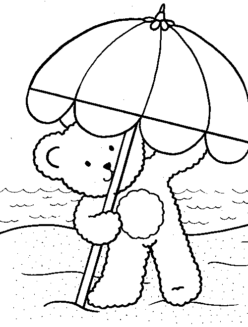 umbrella coloring pages teddy bear Coloring4free