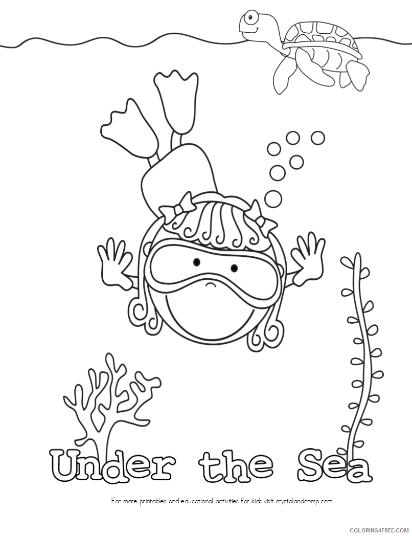 under the sea coloring pages diving Coloring4free