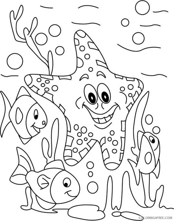 under the sea coloring pages fish and starfish Coloring4free
