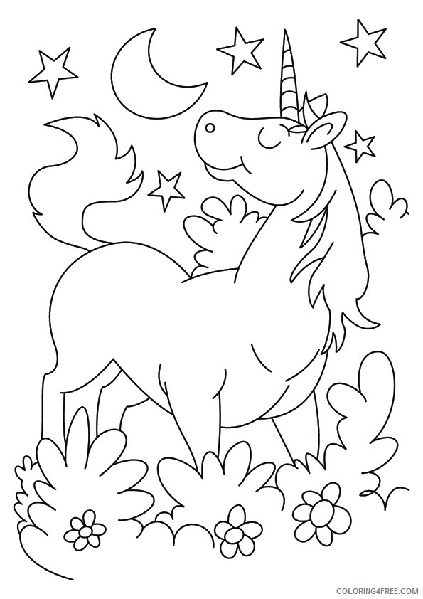 unicorn coloring pages at night Coloring4free