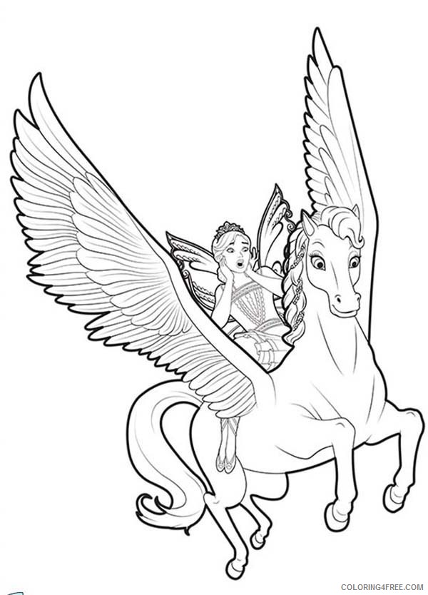 unicorn coloring pages flying with fairy Coloring4free