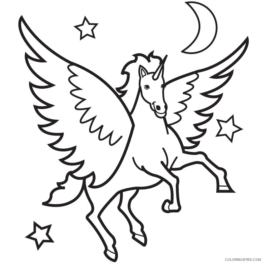unicorn coloring pages with moon and stars Coloring4free