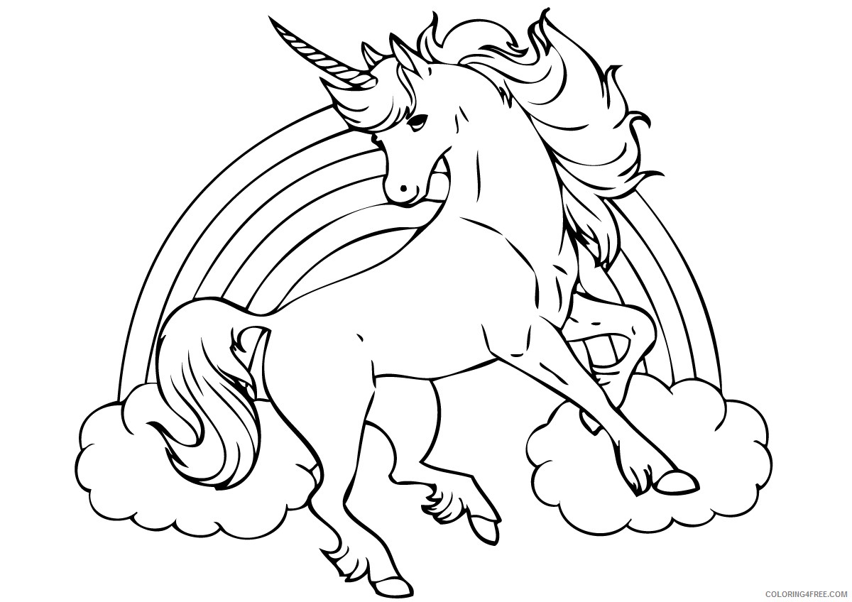 unicorn coloring pages with rainbow Coloring4free