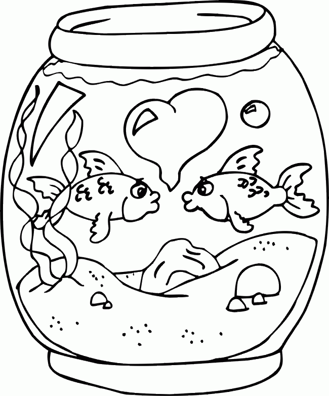 valentines day coloring pages couple fish Coloring4free