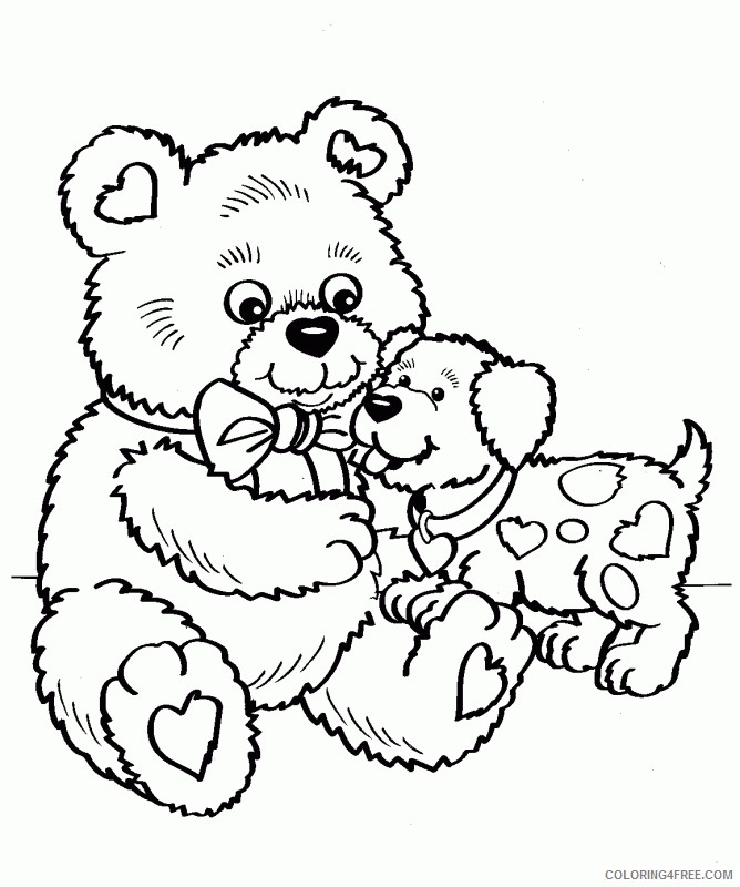 valentines day coloring pages puppy teddy bear Coloring4free