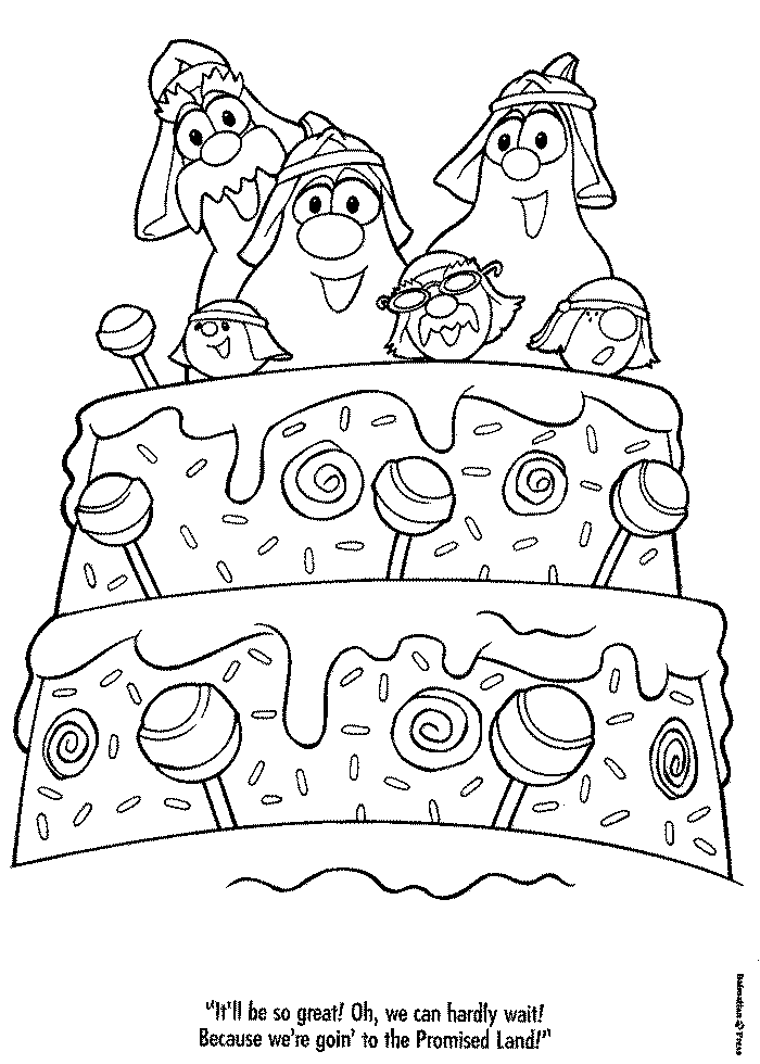 veggie tales coloring pages birthday cake Coloring4free
