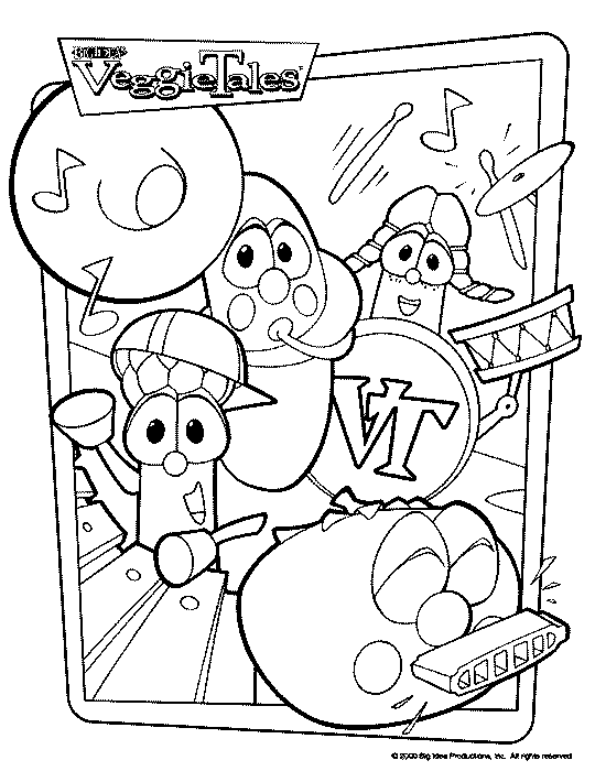 veggie tales coloring pages playing music Coloring4free